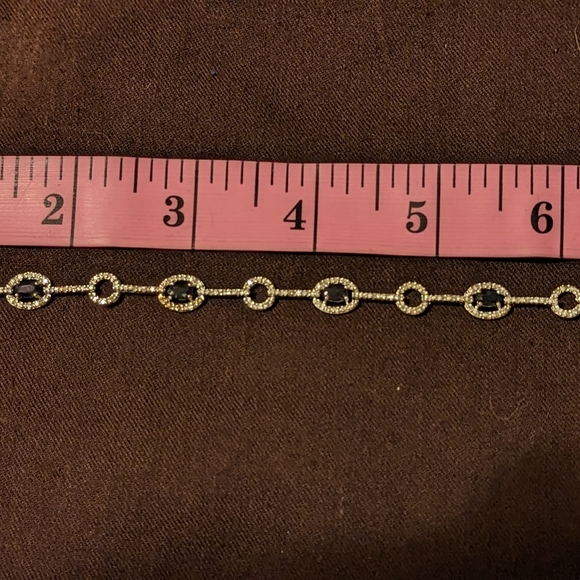 NWT 925 Sterling silver diamond and sapphire bracelet 7.25" Long - Picture 8 of 9
